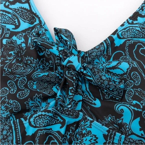 Rivelino Fashion Women Tankini Swimsuit, 2 Piece Set, Blue (Plus Size) - Picture 7 of 9